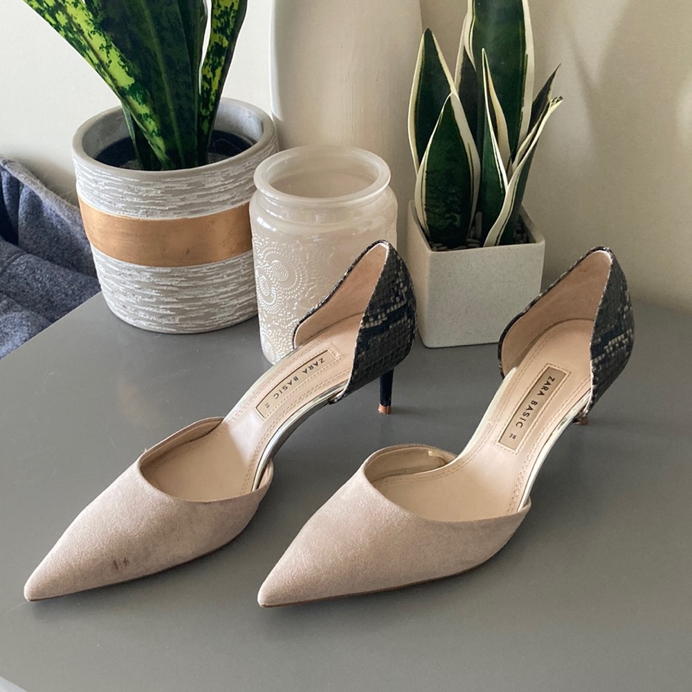 Zara Pointed Toe Kitten Heels